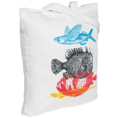 Холщовая сумка «Морские обитатели», молочно-белая-1