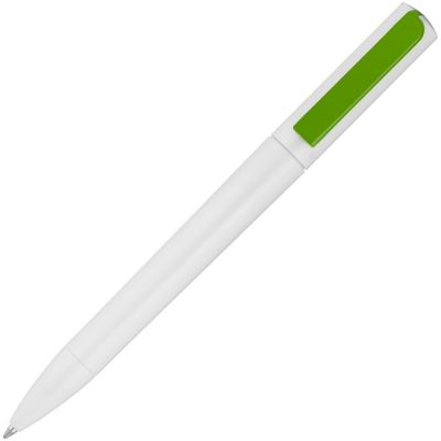 Ручка шариковая Split White Neon, белая с зеленым-1
