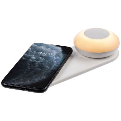 Станция беспроводной зарядки с ночником moonRay, белая-0