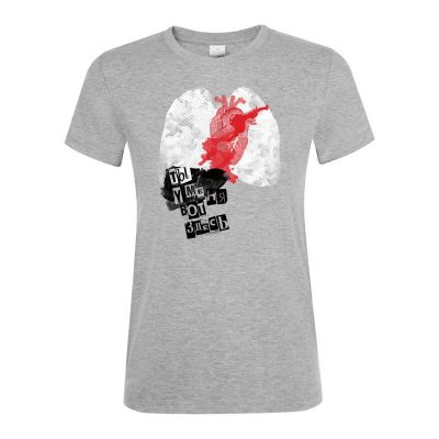 Футболка женская «Ты у меня вот здесь», серый меланж-1