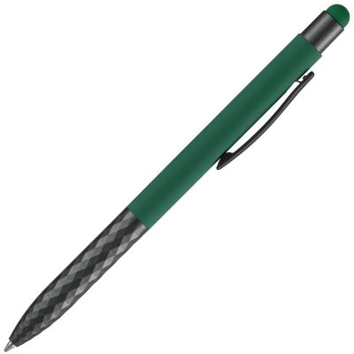 Ручка шариковая Digit Soft Touch со стилусом, зеленая-2