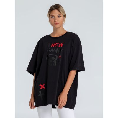 Футболка оверсайз с термонаклейками Game Over, черная-2