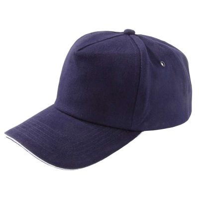 Бейсболка Unit Classic, темно-синяя с белым кантом-0