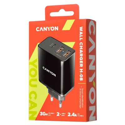 Сетевое зарядное устройство Canyon H-08 PD с разъемом Type-C, черное-1