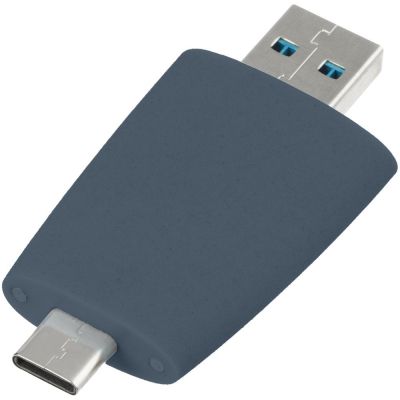 Флешка Pebble Type-C, USB 3.0, серо-синяя, 16 Гб-3