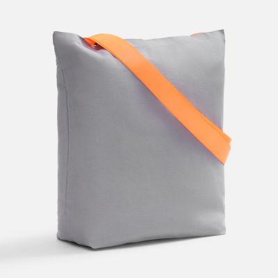 Шопер B5, серый с широкими оранжевыми ручками-0