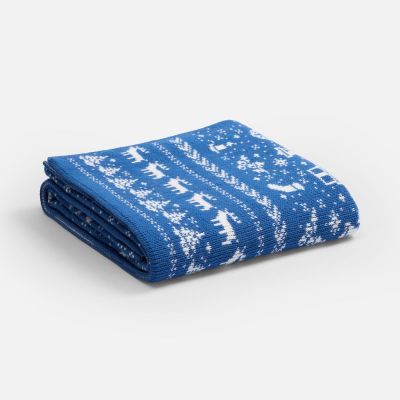 Плед Holidale, синий с молочным-2