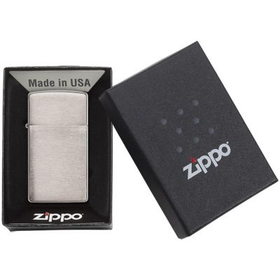 Зажигалка Zippo Slim Brushed, матовая серебристая-1