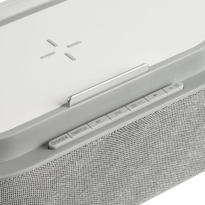 Колонка с часами и беспроводной зарядкой Veske ver.2, серая-6