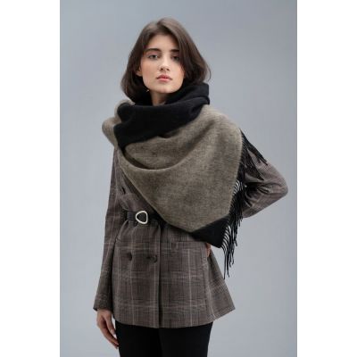 Палантин Charming, черный с бежевым-12