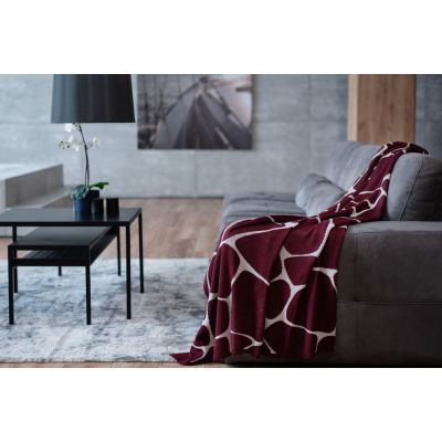 Плед Giraffe, бежевый с бордовым-6
