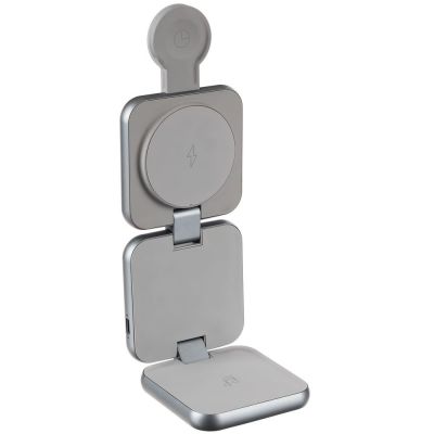 Складная станция беспроводной зарядки Terza, серебристая-5