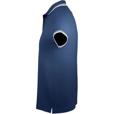 Рубашка поло мужская Pasadena Men 200 с контрастной отделкой, темно-синяя с белым-2