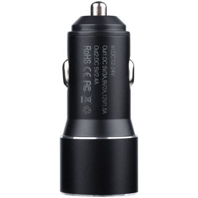 Автомобильное зарядное устройство Volto, черное-2