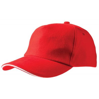 Бейсболка Unit Classic, красная с белым кантом-0