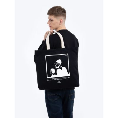 Холщовая сумка «Леон» с внутренним карманом, черная-3