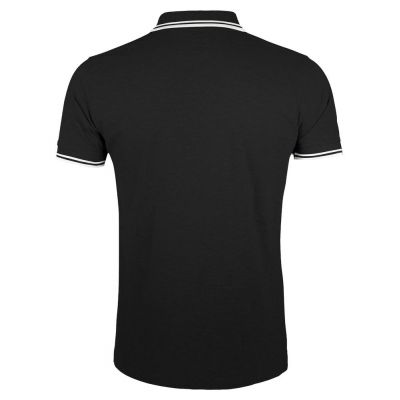 Рубашка поло мужская Pasadena Men 200 с контрастной отделкой, черная с белым-1