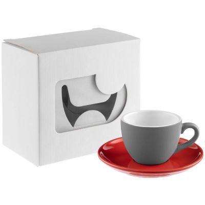 Чайная пара Cozy Morning, серая с красным-4