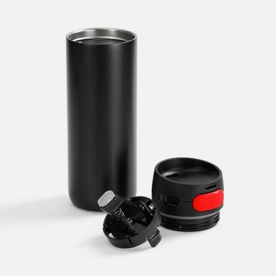 Термостакан X1 с цветной кнопкой, черный с красным-1