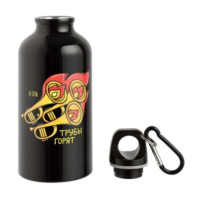 Бутылка для спорта «Трубы горят», черная-1