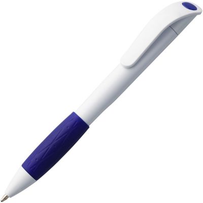 Ручка шариковая Grip, белая с синим-0