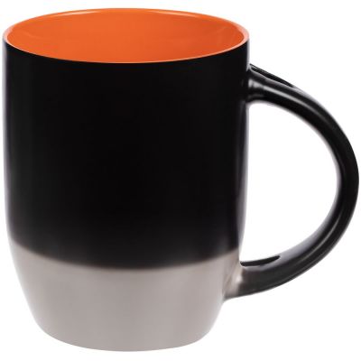 Кружка-хамелеон Melty с ложкой, черная с оранжевым-4