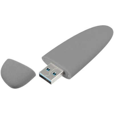 Флешка Pebble, серая, USB 3.0, 16 Гб-1