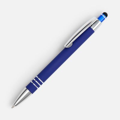 Ручка шариковая Sansen Soft Touch со стилусом, синяя-0