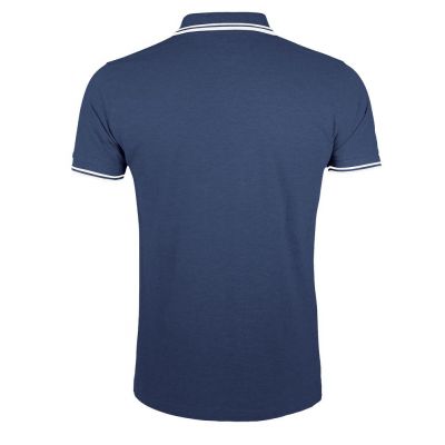 Рубашка поло мужская Pasadena Men 200 с контрастной отделкой, темно-синяя с белым-1