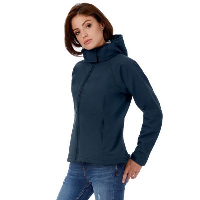 Куртка женская Hooded Softshell темно-синяя-7