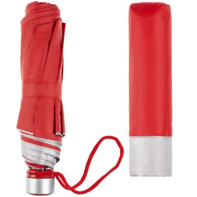 Зонт складной Silverlake, красный с серебристым-3