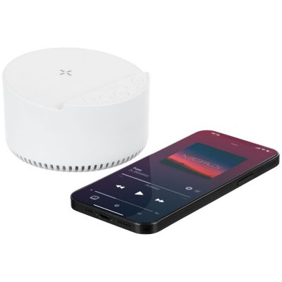 Bluetooth-колонка с беспроводной зарядкой relaxTime, белая-8