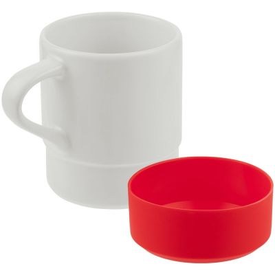 Кружка с силиконовой подставкой Protege, красная-2