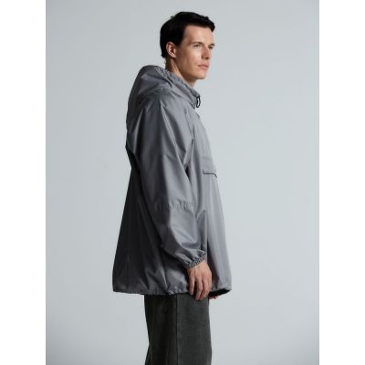 Дождевик-анорак Hard Work, укороченный, серый, единый размер-15