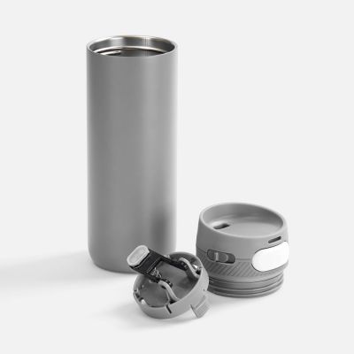 Термостакан X1 с цветной кнопкой, серый с белым-1