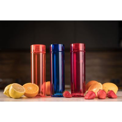 Бутылка для воды Aroundy, прозрачная с красной крышкой-2