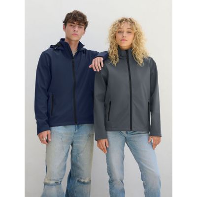 Куртка софтшелл с капюшоном мужская Race Men, темно-синяя-5