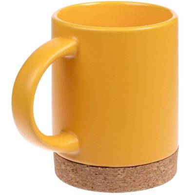 Кружка с пробковой подставкой Corky, желтая-1
