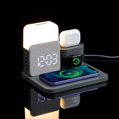 Зарядная станция с часами и подсветкой Large Charge ver.2, серая-9