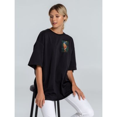 Футболка оверсайз «Мужчина с жемчужной сережкой», черная-2