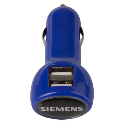 Автомобильное зарядное устройство с подсветкой Logocharger, синее-0