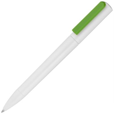 Ручка шариковая Split White Neon, белая с зеленым-0