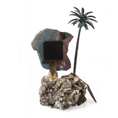 Часы «Пальмовый рай» из яшмы с бронзой-2