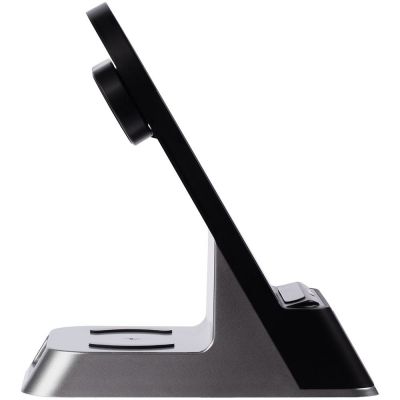 Зарядная станция с часами E-Store для смартфона, часов и наушников, черная-3