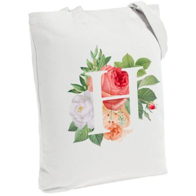 Холщовая сумка «Цветочная азбука: Н», молочно-белая-0