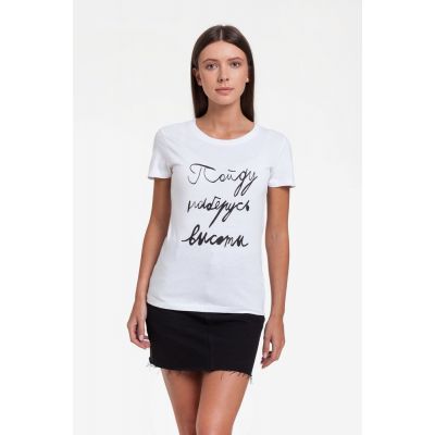 Футболка женская «Пойду наберусь высоты», белая-0