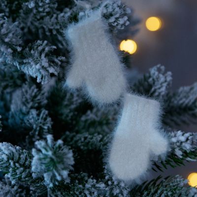 Подвеска на елку «Вьюжка», варежки, белая-3