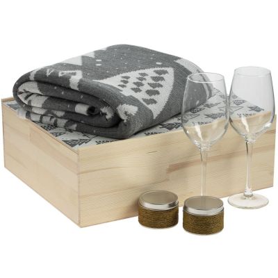 Набор с пледом и бокалами для вина «Снежность», кофе-0