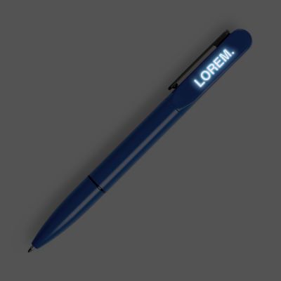 Ручка шариковая Lucenti с подсветкой логотипа, синяя-1