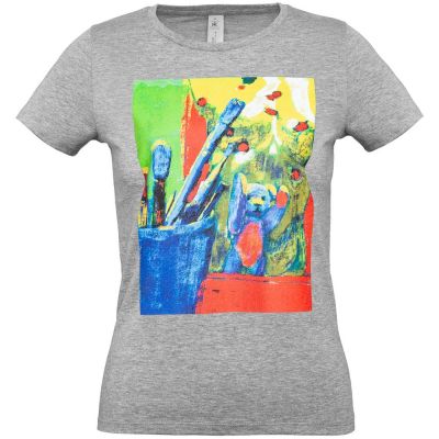 Футболка женская Artist Bear, серый меланж-1